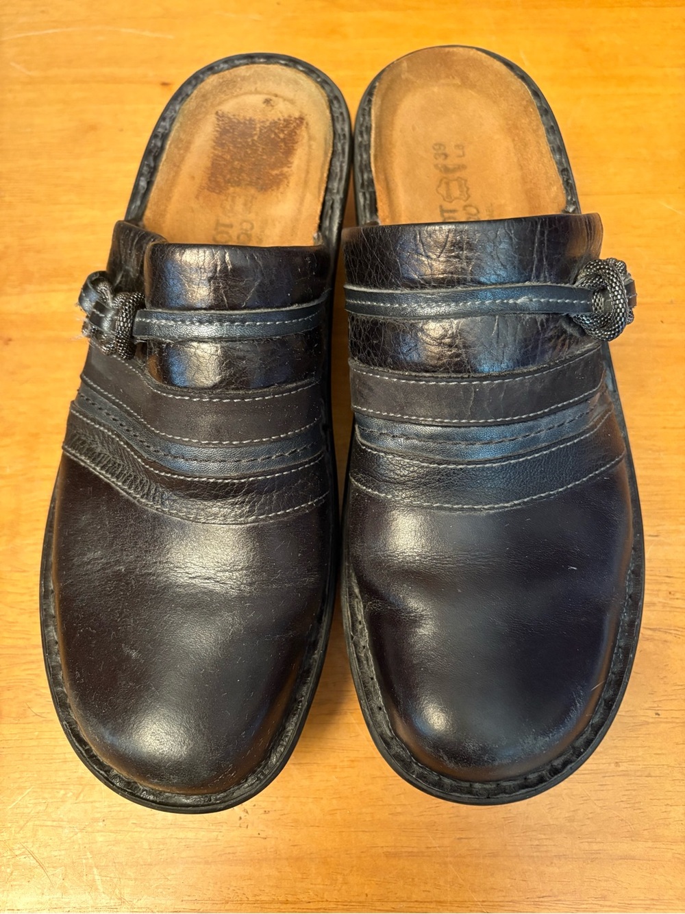 Naot Black Leather “Belize” Clogs